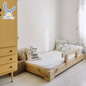 XIHA tempat tidur anak-anak montesori, tempat tidur kayu balita remaja lantai ganda dengan pelindung pagar