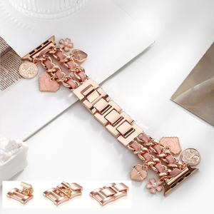 Cowboy Denim chaîne breloques en métal femmes Style cuir tressé bracelet bracelet de remplacement pendentifs uniques pour IWatch 11 Ultra 3 - Product Image 6