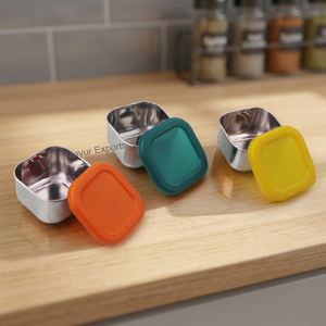 Boîte à lunch carrée en acier inoxydable durable, écologique, préservation de la fraîcheur, design classique, récipient alimentaire avec couvercle en silicone - Product Image 2