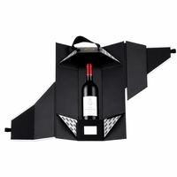 Boîte cadeau pliable écologique pour vin avec poignée, logo personnalisé, emballage haut de gamme à couvercle rabattable pour vin et champagne, OEM ODM