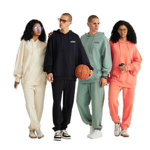Us Size 330 GSM 100% Cotton French Terry Dropped Shoulders Unisex Digital Printed Custom Logo <b>Tracksuits</b> Men's Sweatpants Hoodie - Product Image 1