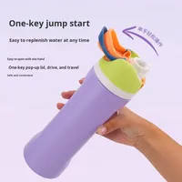 Gourde de sport isotherme en acier inoxydable 304 avec poignée, grande capacité, couleur Macron, pour fruits et paille, idéale pour le commerce transfrontalier