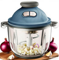 Robot culinaire électrique 400W, 2 vitesses, haute efficacité, bol en verre, hachoir à légumes et à oignons, broyeur à viande 2L, bol compatible lave-vaisselle 1