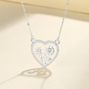 Splendida Collana in <span class=keywords><strong>Argento</strong></span> con Zirconi AAA a Forma di Cuore, Gioielli di Moda per Donne, Collana <span class=keywords><strong>Rosario</strong></span> in <span class=keywords><strong>Argento</strong></span> Sterling <span class=keywords><strong>925</strong></span> - Product Image 3