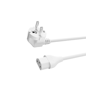 ปลั๊กเยอรมันฝรั่งเศสแบบ Schuko 16A 250V IEC C13 สีขาว สำหรับคอมพิวเตอร์ คอมพิวเตอร์ตั้งโต๊ะ เครื่องใช้ไฟฟ้าในบ้าน สายไฟ AC ยาว 3 ฟุต 1 เมตร มาตรฐาน EU ชนิดหัวต่อแบบ CEE - Product Image 2