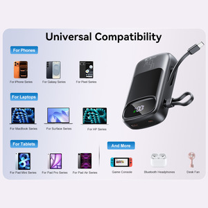พาวเวอร์แบงค์พกพา 20000mAh 45W ชาร์จเร็ว พร้อมสายในตัว ชนิด Type C รองรับการชาร์จเข้าและออก ช่องเสียบอเนกประสงค์ - Product Image 3
