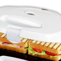 Machine à sandwich blanche détachable 2 en 1 Machine à gaufres électrique pour petit-déjeuner grill ouverte à 180 ° pour la maison