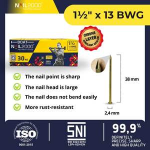 Clous de construction en acier poli de qualité professionnelle avec tête à motif antidérapante pour charpente en bois robuste - Product Image 2