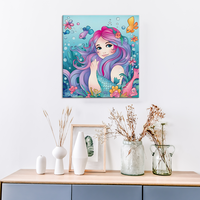 Vente chaude mer monde sirène peinture en aérosol mur art mural impression peinture pour la maison chambre décor