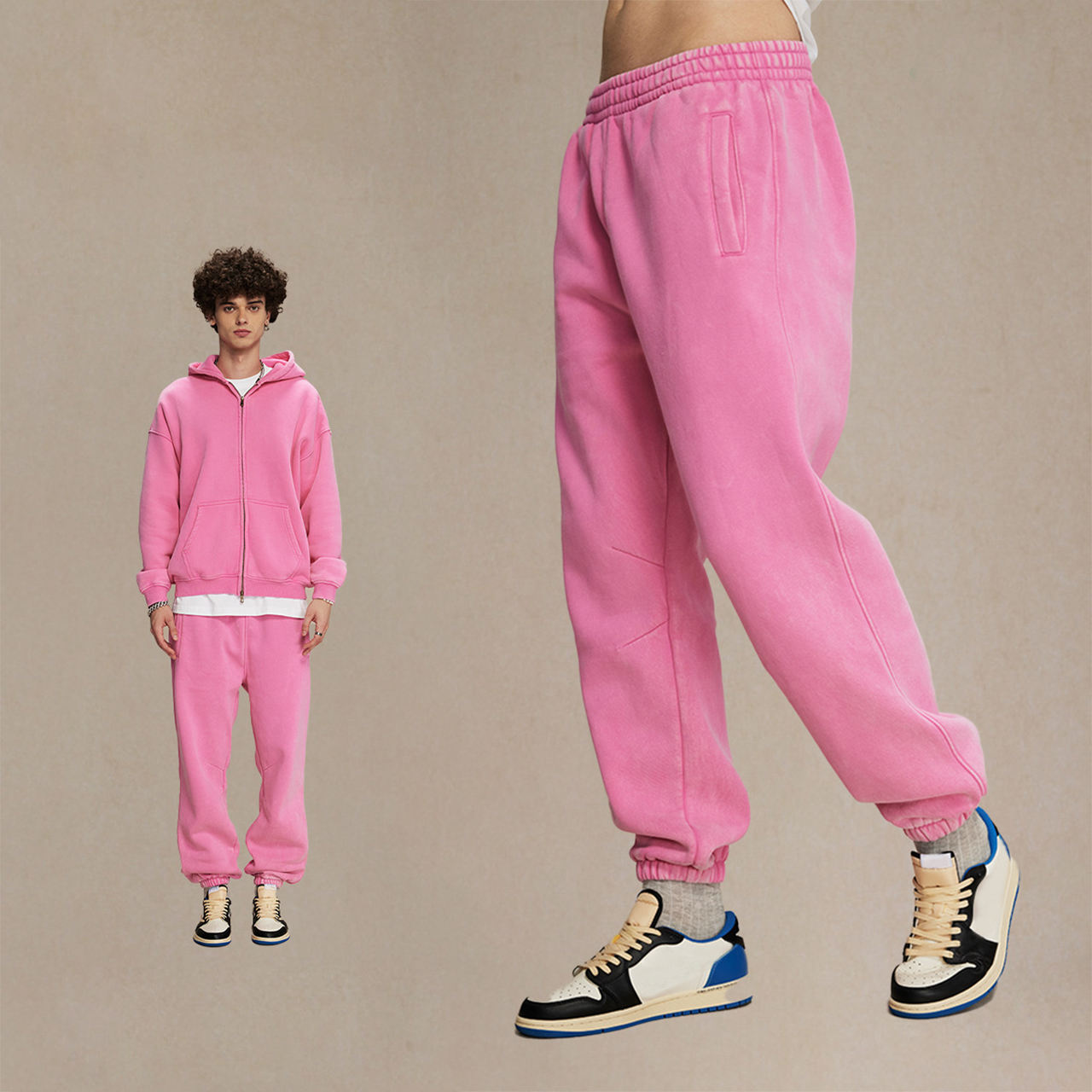 กางเกงวอร์มสีชมพู