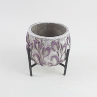 Moule à pot de fleurs en ciment avec support rond en bois, fait main, écologique, durable, style vintage et campagnard, pot de fleurs de jardin
