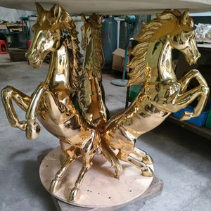 Tavolo da pranzo rotondo nobile e <span class=keywords><strong>reale</strong></span> lussuoso marmo rotondo fuso con ottone tavolo da pranzo personalizzato a forma di cavallo dorato - Product Image 4