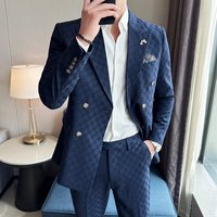 Costumes Turcs Sur Mesure pour Hommes, Modèle Européen et Américain Formel, à Carreaux Anglais, Ensemble Deux Pièces pour Mariage, Édition Luxe