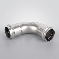 Codo de Acero Inoxidable 304 Tipo 90, Estándar Nacional, Doble Crimpado, Diámetro Igual, Curva de Pared Delgada para Tuberías de Agua Potable, Modelo 050