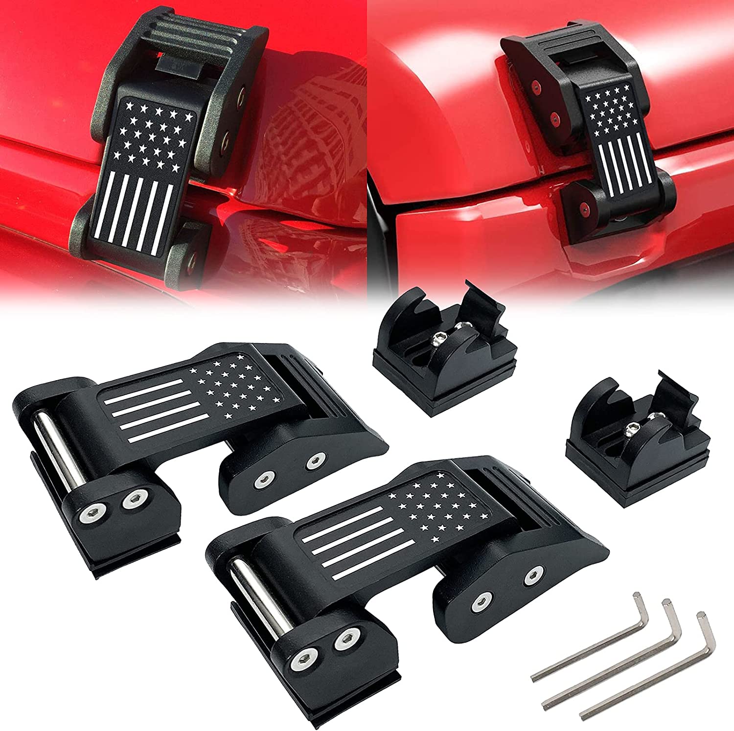 Популярный Лидер продаж 2022, легко устанавливаемые автозапчасти, Замок капота, железный черный Замок капота для Jeep Wrangler JL, аксессуары, Замок капота