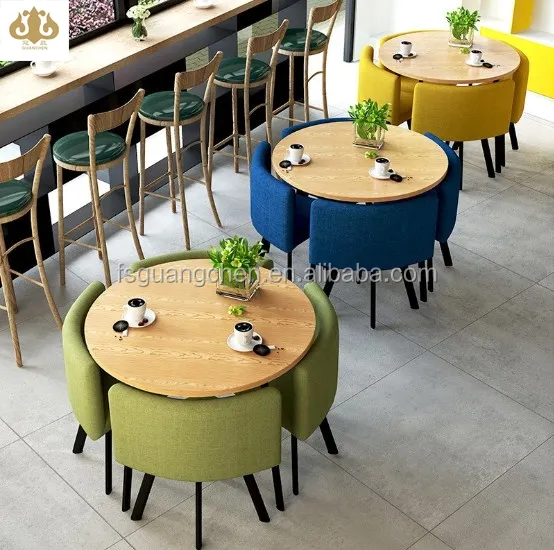 Restaurant Round Dining Tables and Chairs Fashion Wrought Iron Table Design Cafe Shop Furniture