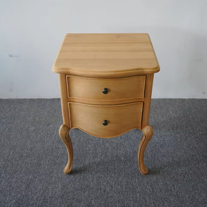 Wholesale Antique French Solid <strong>Oak</strong> Curved Side <strong>Table</strong> with Two <strong>Drawers</strong> - Product Image 1