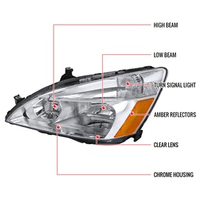 Fari Auto Stile Originale Alloggiamento Cromato/Lente Trasparente per <span class=keywords><strong>Honda</strong></span> <span class=keywords><strong>Accord</strong></span> 2003-2007 Modelli <span class=keywords><strong>2</strong></span>/4 Porte - Product Image 3