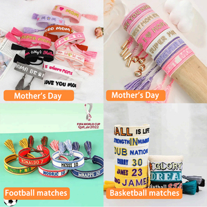 Braccialetti Personalizzati con <span class=keywords><strong>Testo</strong></span> d'Amore, Fatti a Mano, Regolabili, Intrecciati, con Ricamo e Nappine, Regalo per Coppie e San Valentino - Product Image 3