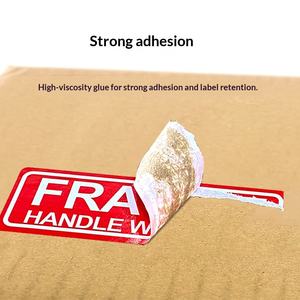 Etiqueta Rectangular de Papel Recubierto, Personalizable en Tamaño y Color, Impresa, Frágil, Adhesivo No Secante, No Presionar, en Inglés - Product Image 4