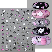 Autocollants pour ongles Halloween 5D en relief, motifs de dessins animés, autocollants pour ongles auto-adhésifs, décorations d'art d'ongles Kawaii Spooky pour les fêtes