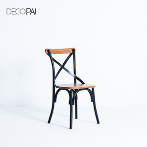Salon <span class=keywords><strong>industriel</strong></span> bistro cafe restaurant ELM siège meubles cadre dos croisé KD en bois chaise de salle à manger en métal - Product Image 1