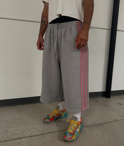 TIANXIN High Quality Custom Reverse Stitching Botton <strong>Men's</strong> Terry Cotton Side Stripe Stacked Wide Leg Baggy Jogger Sweatpants - Product Image 1