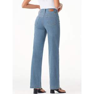 Sidefeel <b>Women's</b> Size 4 Zimbaplatinum Trendy Loose Denim High Waisted Straight Leg <b>Stretchy</b> Blue <b>Jeans</b> Breathable Wide Leg China - Product Image 1