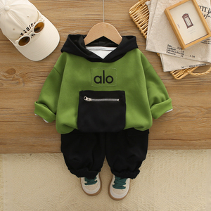 <span class=keywords><strong>2025</strong></span> Trẻ Em Mới Trùm đầu Áo Thiết Lập Cho Bé Trai Mùa Thu Quần Áo 2 Mảnh Cotton Pha Trộn Thư In Áo Với Quần Dài - Product Image 5