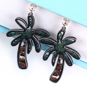 Hawaii Korean Style Acrylic Resin Women Fashion Simple Glass Seed <strong>Beads</strong> Sea Shore Coconut Palm Tree Charm Earring Jewelry - Product Image 6
