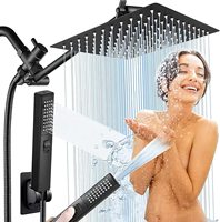 Pommeau de Douche Haut de Gamme 8-10-12 Pouces, Finition Chromée Luxueuse, Économie d'Eau, Réduction de Pression, Combinaison Pluie et Jet, Céramique, Extérieur