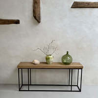 Table console Thorndale élégante en bois massif récupéré, avec structure métallique durable, style rustique antique, meuble d'intérieur pour chambre et salon