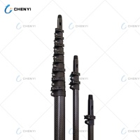 Pértiga de Cosecha Telescópica de Fibra de Carbono de 30~80 Pies para Uso Agrícola con Podadora de Mano para Cosechar Cocos y Nueces de Areca