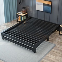 Lit superposé moderne Yukang en métal, simple ou double, en fer forgé, tatami, nervuré, épaissi, renforcé, sans tête de lit, pliable, noir, 1 an