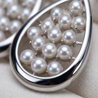 Boucles d'oreilles pendantes en perles d'eau douce naturelles blanches rondes de 3-4 mm de qualité 4A de la série Designer avec goutte d'eau en argent S925 pour femmes