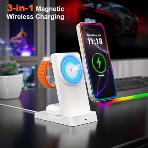 Station de charge sans fil magnétique 3 en 1, hub <span class=keywords><strong>USB</strong></span> C, adaptateur intelligent, chargeur sans fil - Product Image 2