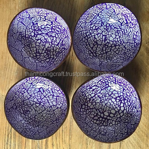 Cuencos de cáscara de coco lacados decorativos vietnamitas hechos a mano, cáscara de huevo pulida ecológica, ingredientes naturales - Product Image 2
