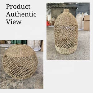 Abat-jour en rotin de bambou naturel, lustre d'intérieur, couvre-lampes suspendus, cadres d'éclairage <span class=keywords><strong>pour</strong></span> salon - Product Image 4