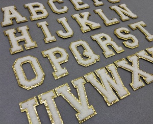 RTS 26 letras Chenille parches conjunto colorido Ventralex oro brillo hierro-En pegatina bordado flor forma de corazón para la decoración del sombrero - Product Image 4