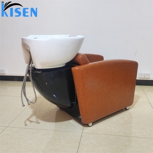 Kisen Portable Synthetic Leather Shampoo Chair with Ceramic Basin and Adjustable <b>Footrest</b> for Hair Salon - Product Image 6