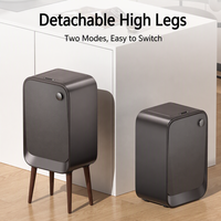 Poubelle intelligente ELPHECO de luxe léger avec capteur, double ouverture latérale, haute et carrée, en acier inoxydable, finition grain de bois