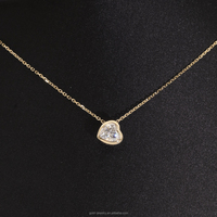 Luxe directement de l'usine : Collier solitaire en moissanite or 14 carats, forme de cœur, or jaune massif