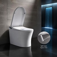 Toilette intelligente avec réservoir intégré, fonctionnement sans pression d'eau, couvercle à capteur automatique, chauffage instantané, bidet, séchage à air chaud, télécommande, siphon en P