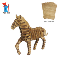 Puzzle 3D en bois Cheval à assembler soi-même, jouet éducatif pour les 5-7 ans, décoration de bureau et cadeau en bois brut
