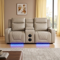 Fauteuil inclinable en cuir Frank au design moderne et confortable avec boîte de rangement dissimulée pour un salon familial chaleureux