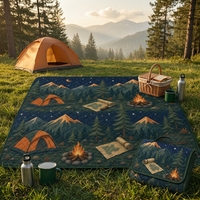 Tapis de pique-nique matelassé extra large, imprimé, imperméable, pliable, portable, pour le camping, la plage et les activités de plein air