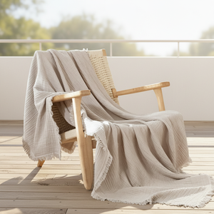 Cobertor de Musselina de Algodão 100% de Alta Qualidade, Tamanho King, Listrado, Sólido, Espesso, 4 Camadas, Luxuoso para Uso em Cama ou Sofá - Product Image 4