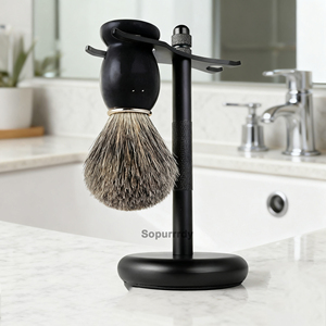 Pinceau à raser en poils de blaireau Silvertip avec logo personnalisé, kit de pinceaux à raser pour hommes avec des pinceaux à raser de haute qualité - Product Image 5