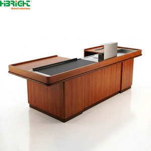 Wood Grain Retail <b>Checkout</b> <b>Counter</b> Cashier POS <b>Counter</b> Modern Store Payment Desk for Supermarket and Retail Store - Product Image 1