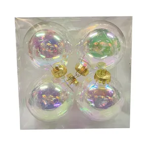 100mm पालतू 4PCS baubles रंगीन प्लास्टिक आभूषण स्पष्ट गेंद